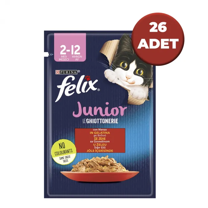 Felix Yavru Sığır Etli Yaş Kedi Maması 85 Gr x 26 Adet