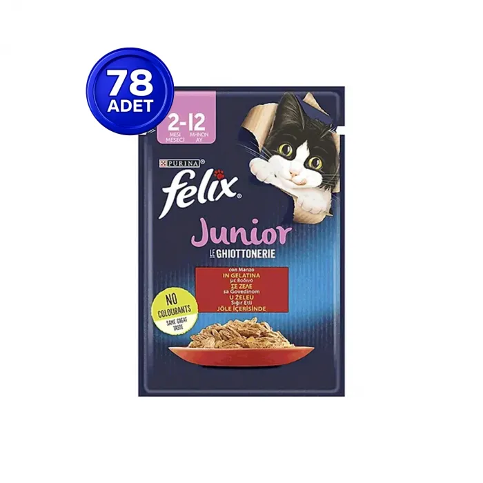 Felix Yavru Sığır Etli Yaş Kedi Maması 85 Gr x 78 Adet
