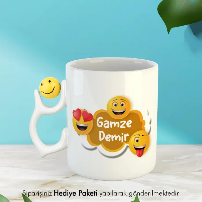 İsim Baskılı Gülen Yüz Hediye Kupa Bardak