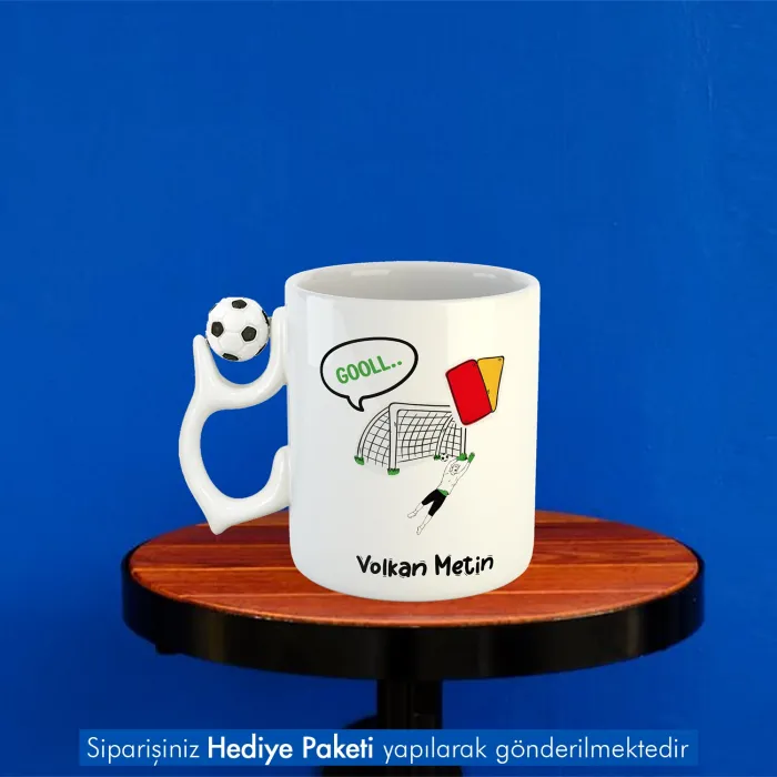 Kişiye Özel İsimli Gol Temalı Futbol Toplu Hediye Kupa Bardak