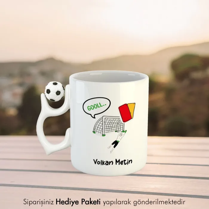 Kişiye Özel İsimli Gol Temalı Futbol Toplu Hediye Kupa Bardak
