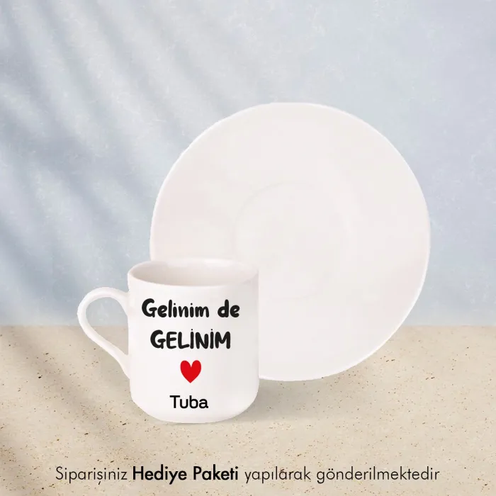 Gelinim De Gelinim Kişiye Özel İsimli Hediye Beyaz Fincan