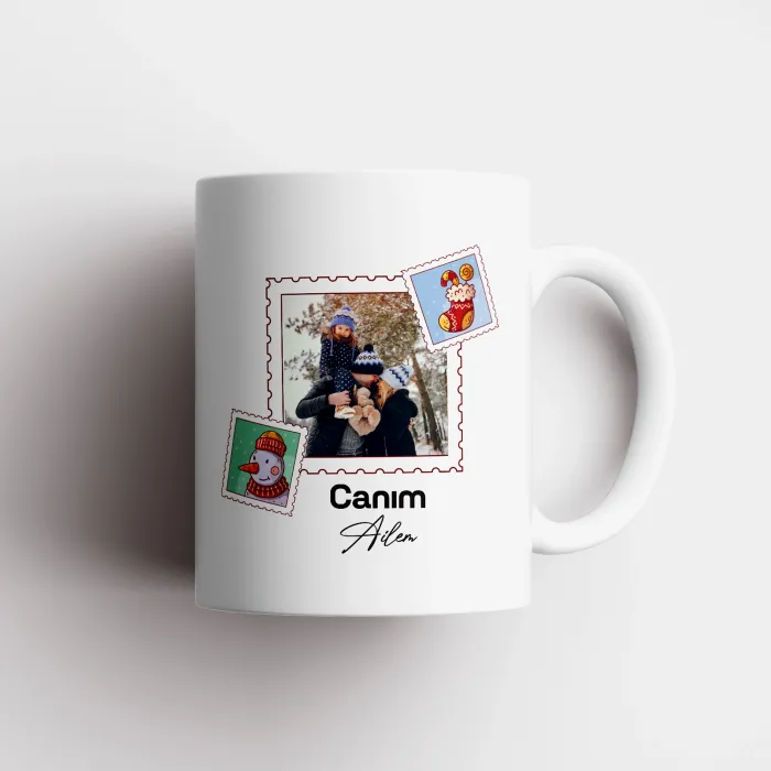 Canım Ailem Temalı Kişiye Özel Fotoğraflı Kupa Bardak