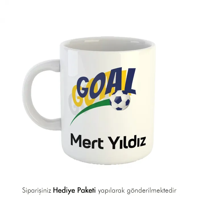 Goal Slogan Baskılı Kişiye Özel İsimli Kupa Bardak