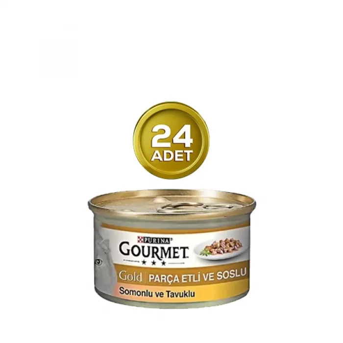 Gourmet Gold Parça Etli Somonlu Ve Tavuklu Kedi Konservesi 85 Gr x 24 Adet