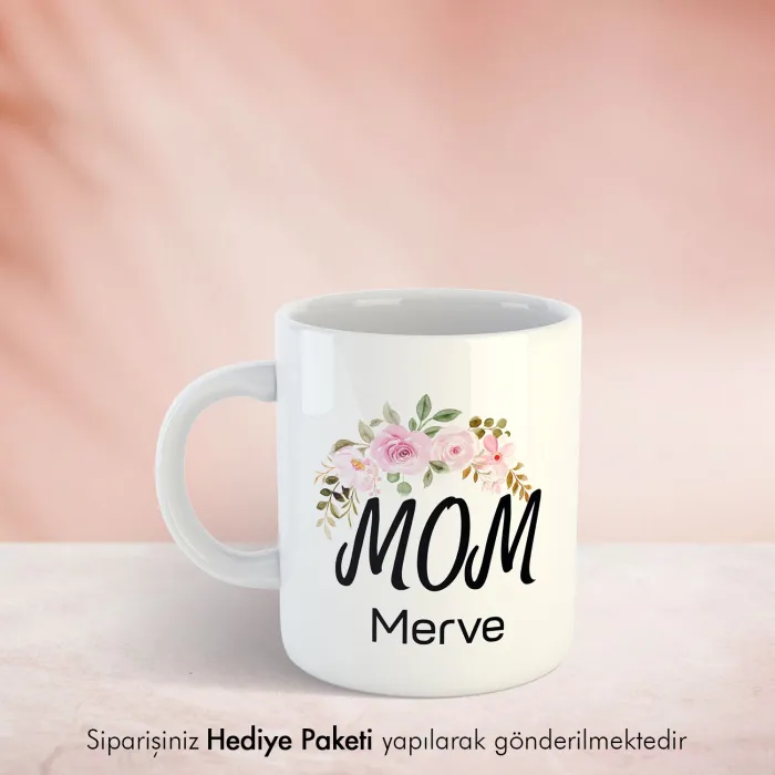 Mom Temalı Anneye Özel İsimli Hediye Kupa