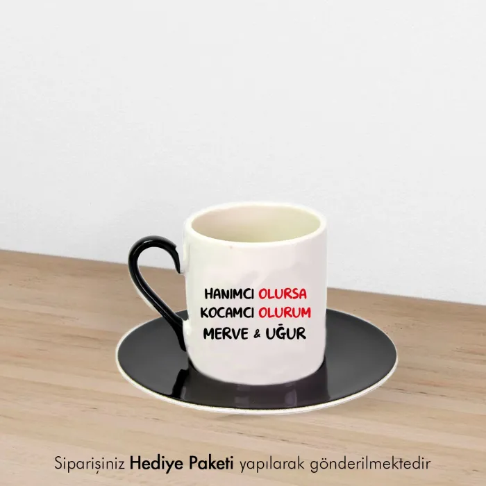 Hanımcı Kocamcı Kişiye Özel İsimli Hediye Siyah Fincan