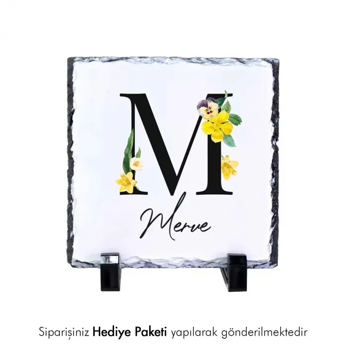 Harf Tasarımlı Kişiye Özel Baskılı Doğal Taş