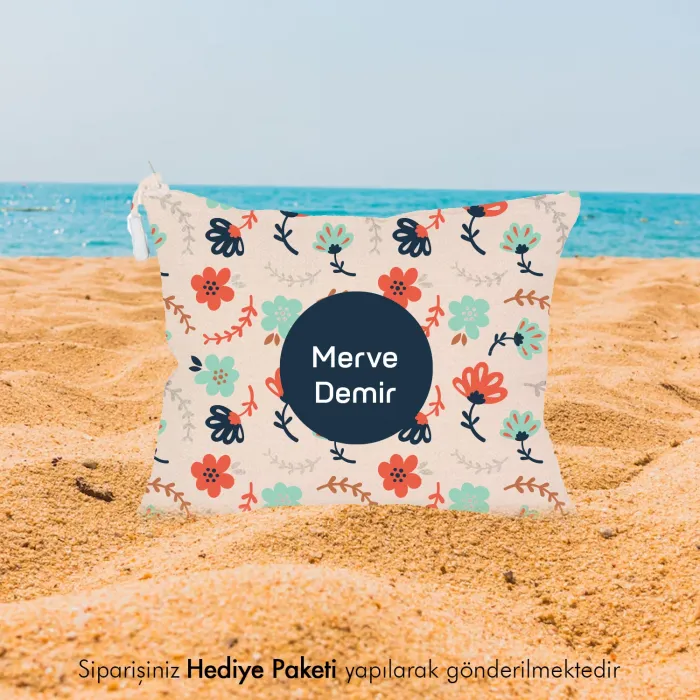 Kişiye Özel İsimli Eğlenceli Keten El Cüzdanı Çanta