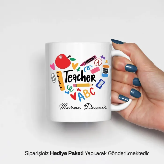 İsme Özel Renkli Teacher Kupa