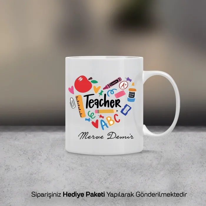İsme Özel Renkli Teacher Kupa