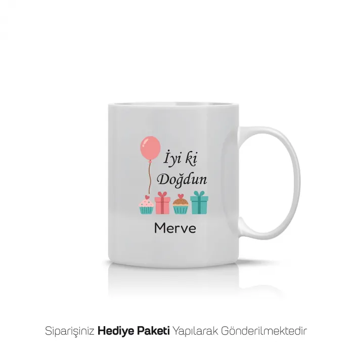 İyi ki Doğdun Temalı Kişiye Özel İsimli Kupa Bardak