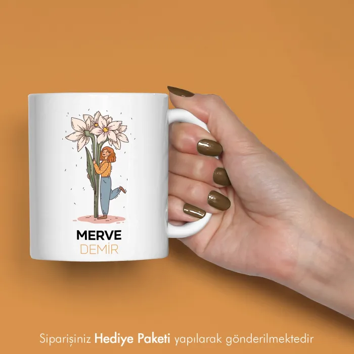 Kadınlar Günü Hediyesi Kişiye Özel İsimli Kupa Bardak