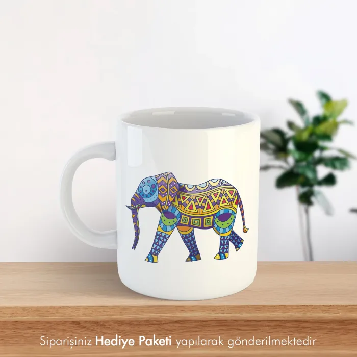 Fil Desenli Kahve Kupası