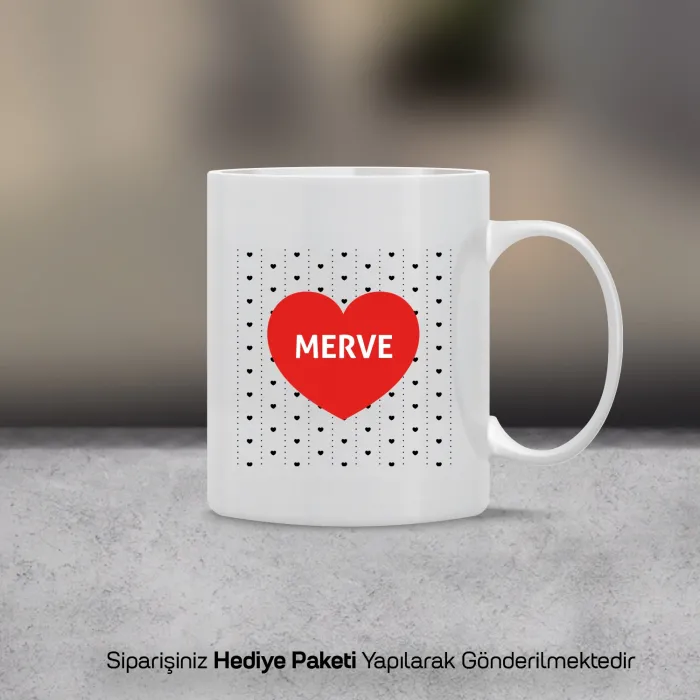 Kalp Temalı Kişiye Özel Kupa Bardak