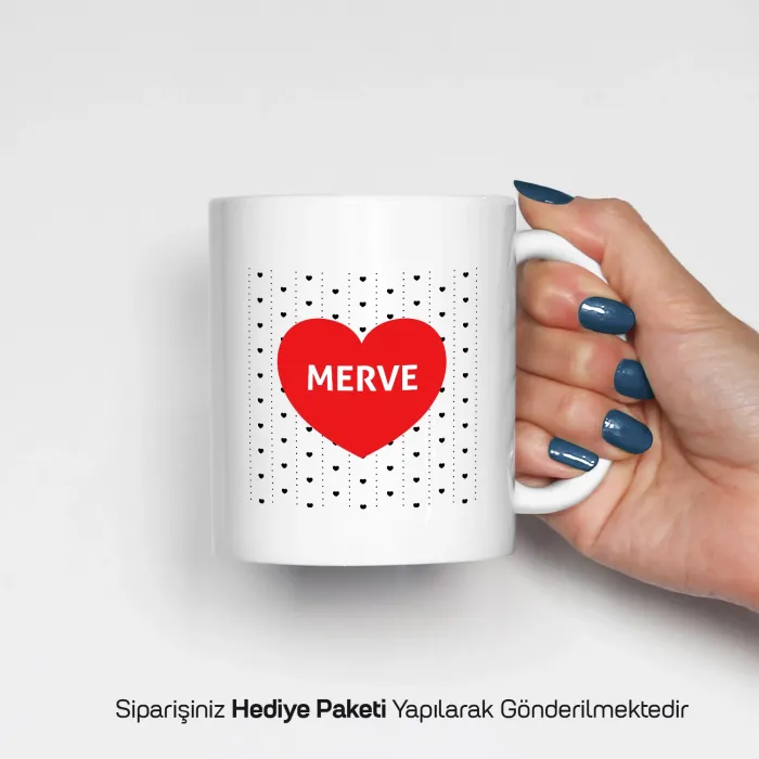 Kalp Temalı Kişiye Özel Kupa Bardak