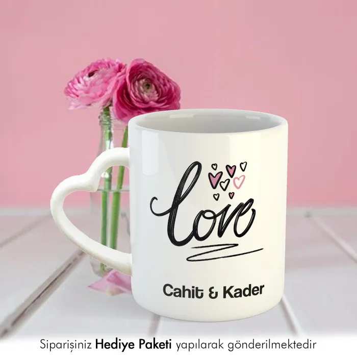 Beyaz Kalpli Hediye Kupa Bardak