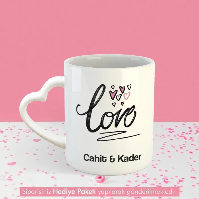 Beyaz Kalpli Hediye Kupa Bardak