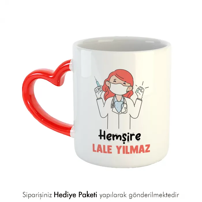 Kalpli Hemşireye Kişiye Özel İsimli Kupa Bardak