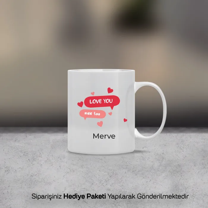 Mesaj Balonlu Aşk Kişiye Özel İsimli Kupa Bardak