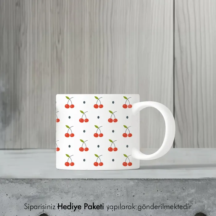 Kiraz Tasarımlı Mini Kupa