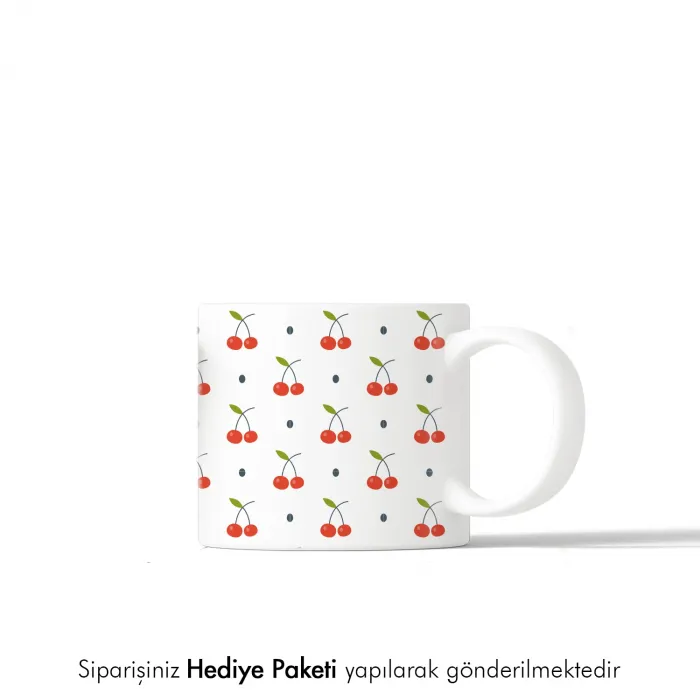 Kiraz Tasarımlı Mini Kupa