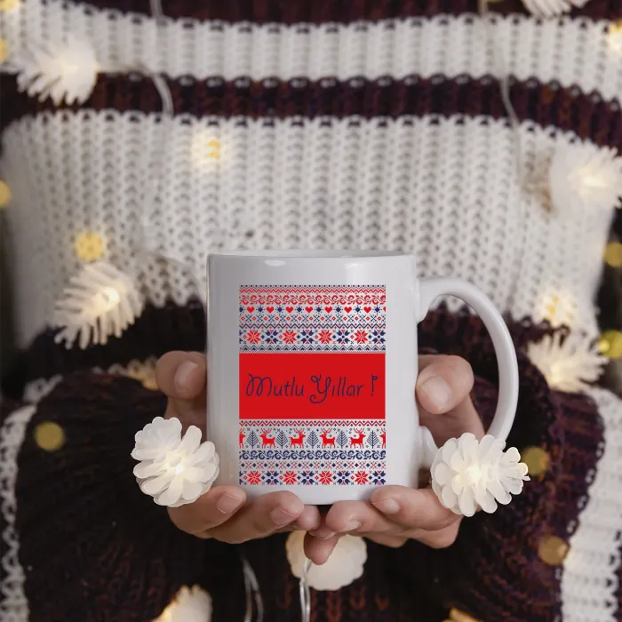 Kış Desenli Mutlu Yıllar Kupası