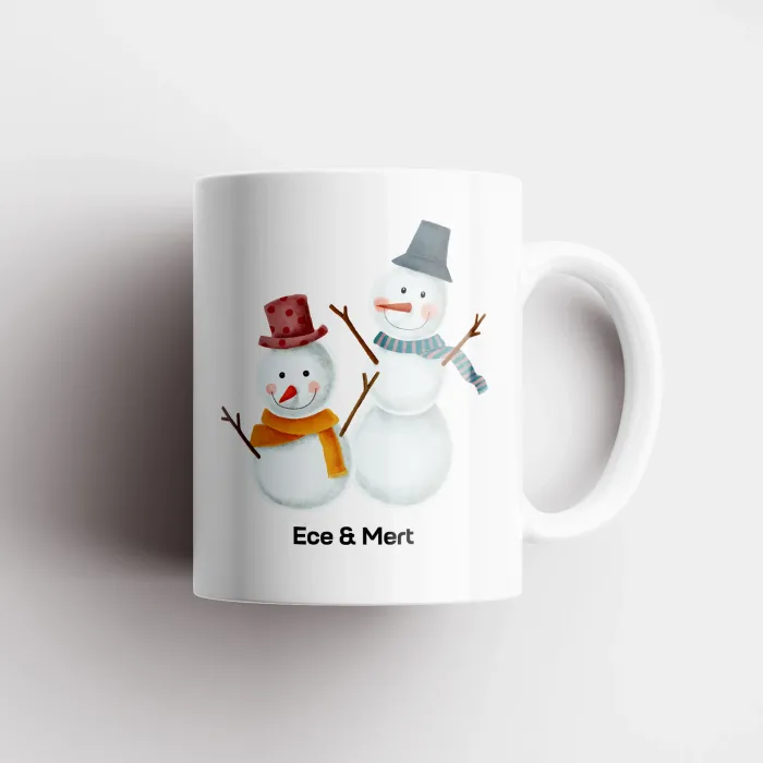 Kardan Adam Temalı Kişiye Özel İsimli Kupa Bardak