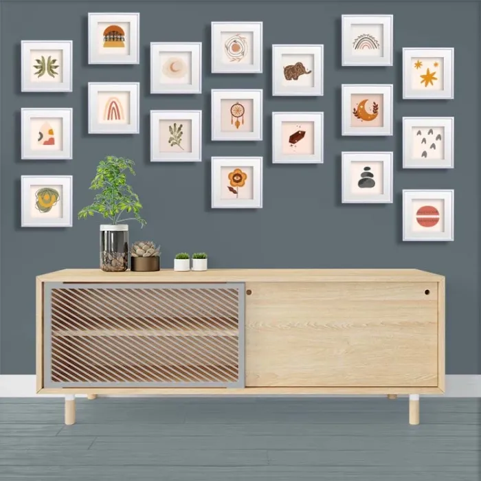 Kişiye Özel 3Lü Fotoğraf Baskılı Beyaz Renk Yapışkanlı Paspartulu Çerçeve