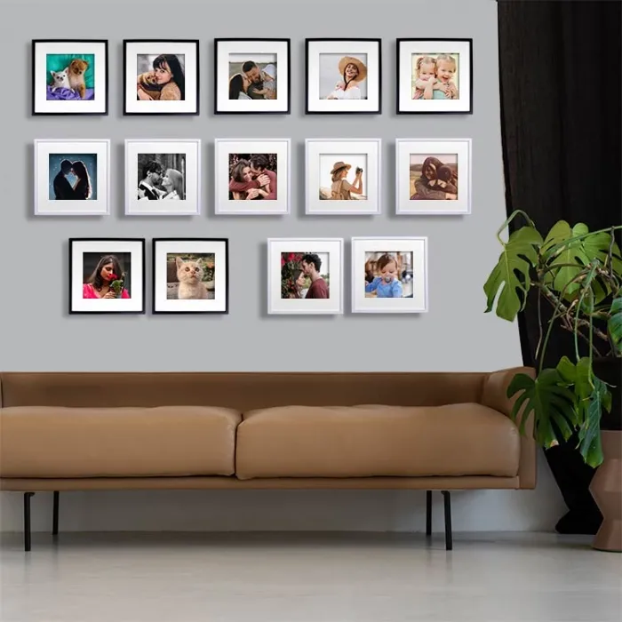 Kişiye Özel 3Lü Fotoğraf Baskılı Siyah Renk Yapışkanlı Paspartulu Çerçeve