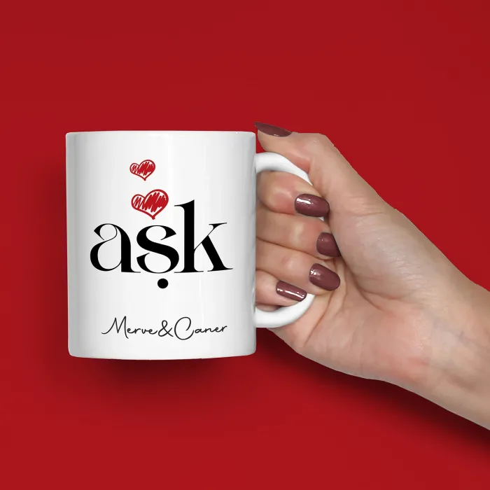 Kişiye Özel Aşk Temalı Beyaz Kupa Bardak