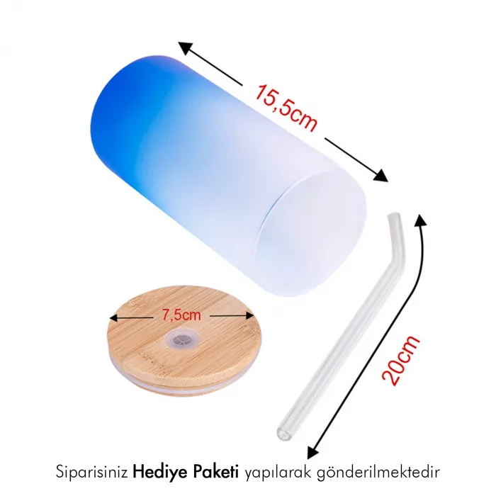 Kişiye Özel Cam Pipetli Suluk - İstenilen Baskıyla