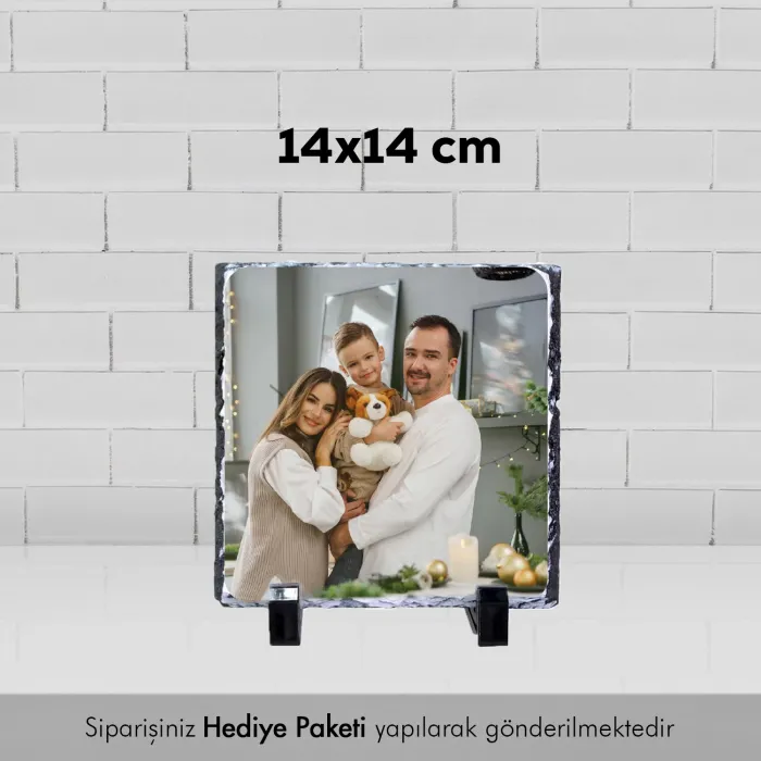 Kişiye Özel Fotoğraf Baskılı Doğal Taş 14x14cm