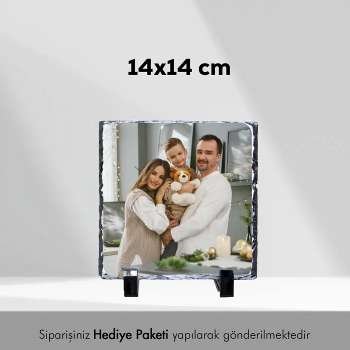 Kişiye Özel Fotoğraf Baskılı Doğal Taş 14x14cm