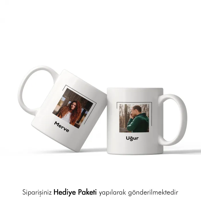 Kişiye Özel Fotoğraf Baskılı Doğal Taş Ve 2Li Kupa Hediye Seti