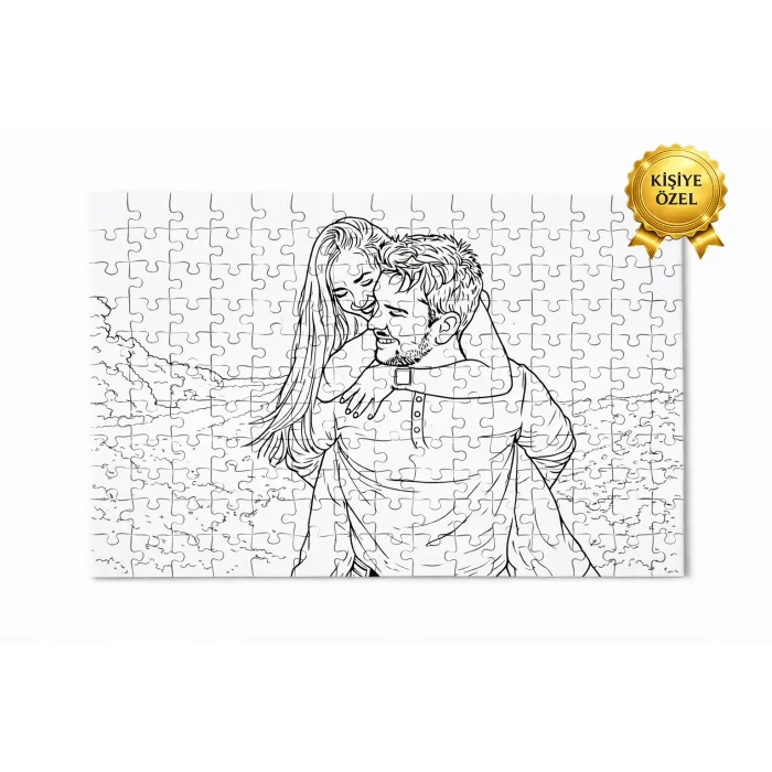 Kişiye Özel Fotoğraflı Line Art Puzzle (99 Parça)