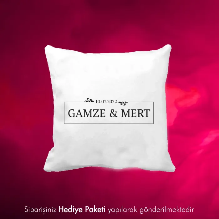 Kişiye Özel İsim ve Tarih Baskılı Dekoratif Yastık