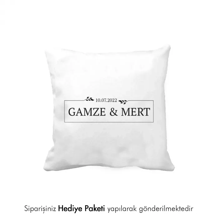 Kişiye Özel İsim ve Tarih Baskılı Dekoratif Yastık