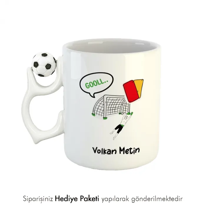 Kişiye Özel İsimli Gol Temalı Futbol Toplu Hediye Kupa Bardak
