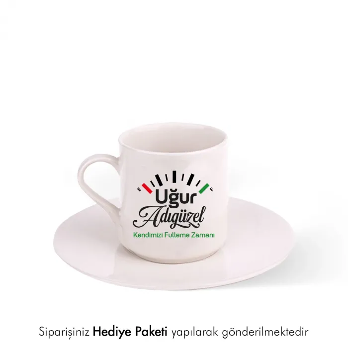 Kişiye Özel İsimli Hediye Beyaz Kahve Fincanı
