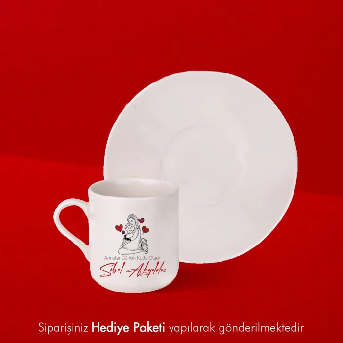 Anneye Hediye İsimli Beyaz Fincan