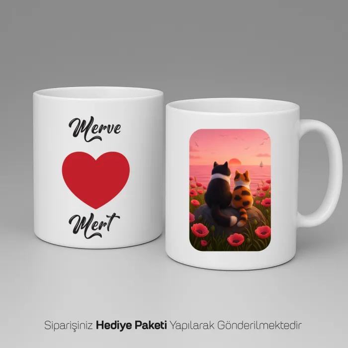 Kişiye Özel Pati Aşkı Kedi Kupası