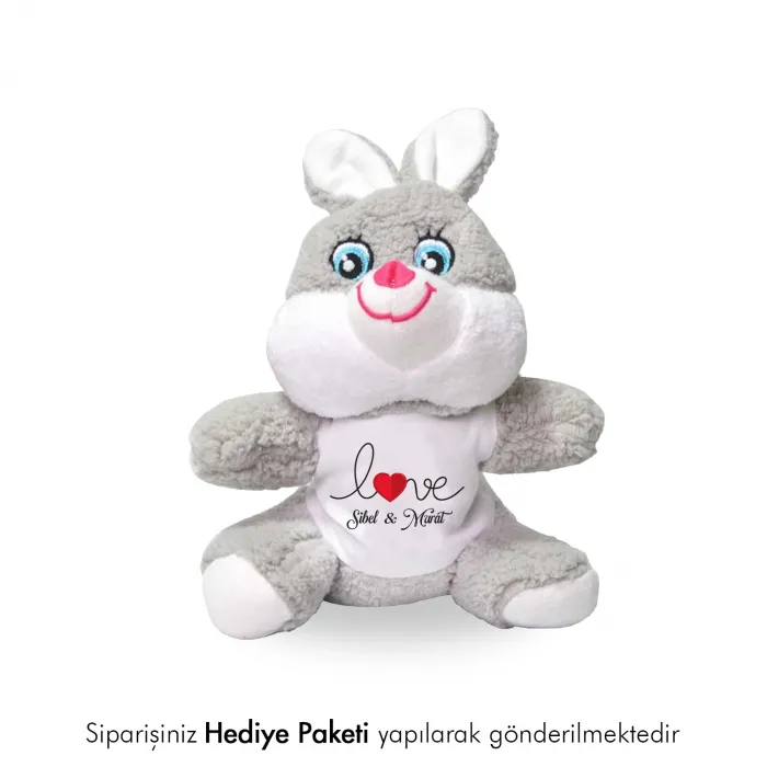 Sevgiliye Özel Hediye İsim Baskılı Peluş Tavşan