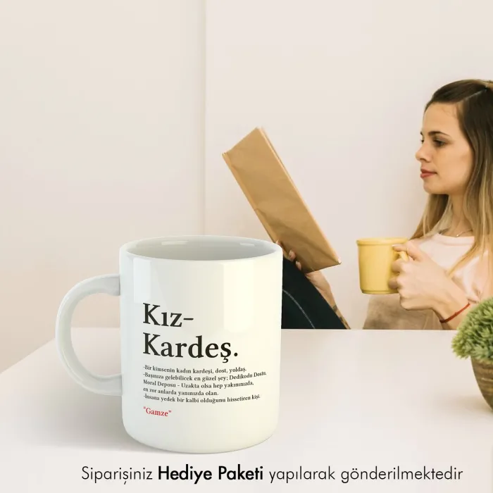 Kız Kardeş Kelime Anlamlı İsme Özel Kupa