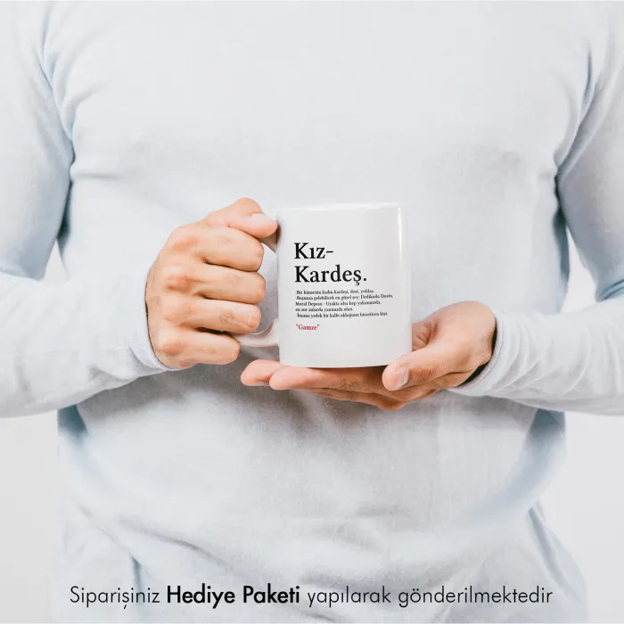 Kız Kardeş Kelime Anlamlı İsme Özel Kupa