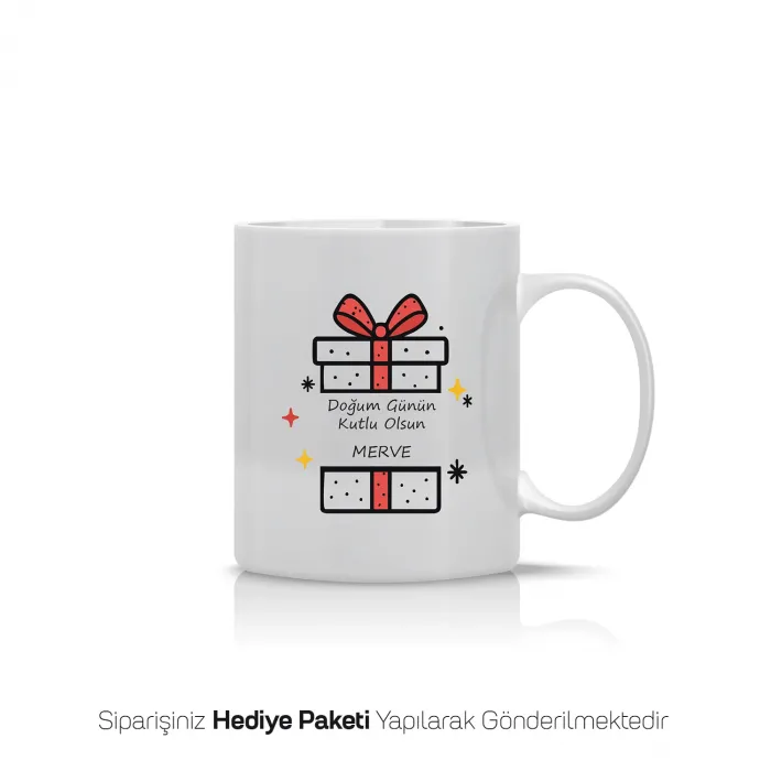 Sürpriz Hediye Temalı Kişiye Özel İsimli Kupa Bardak