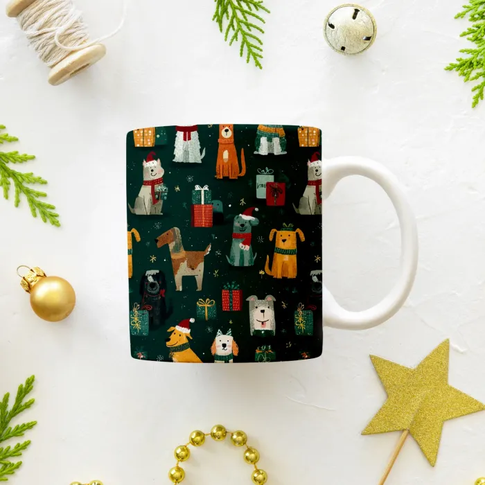 Köpek Desenli Yılbaşı Kupası