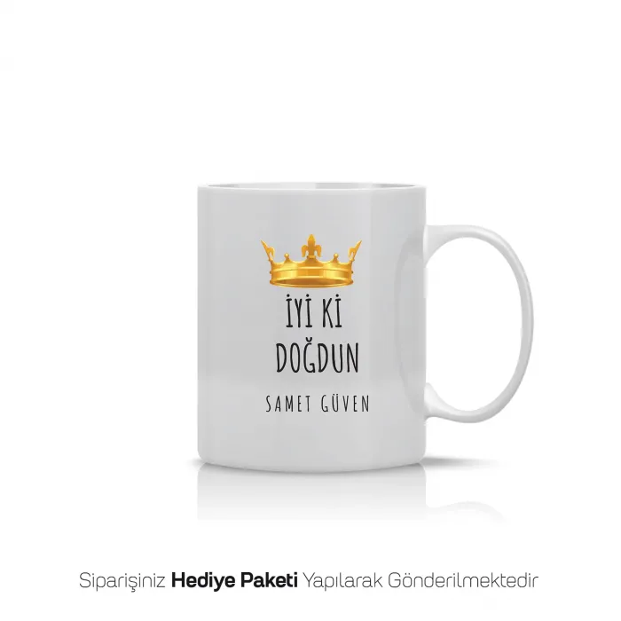 Kral Taçlı Kişiye Özel İsimli Kupa Bardak