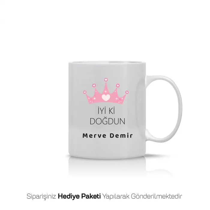 Kraliçe Taçlı Kişiye Özel İsimli Kupa Bardak