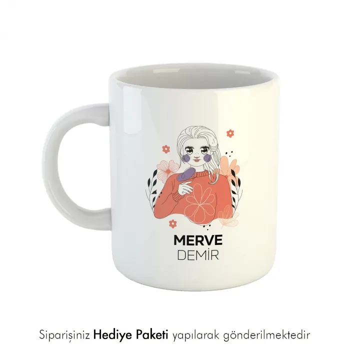 Line Art Kişiye Özel İsimli Hediye Kupa